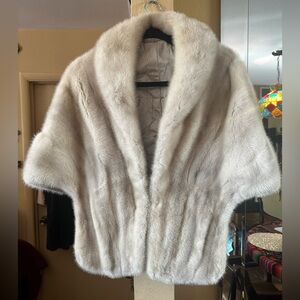 Stunning White with Silver Shades Mink Stole